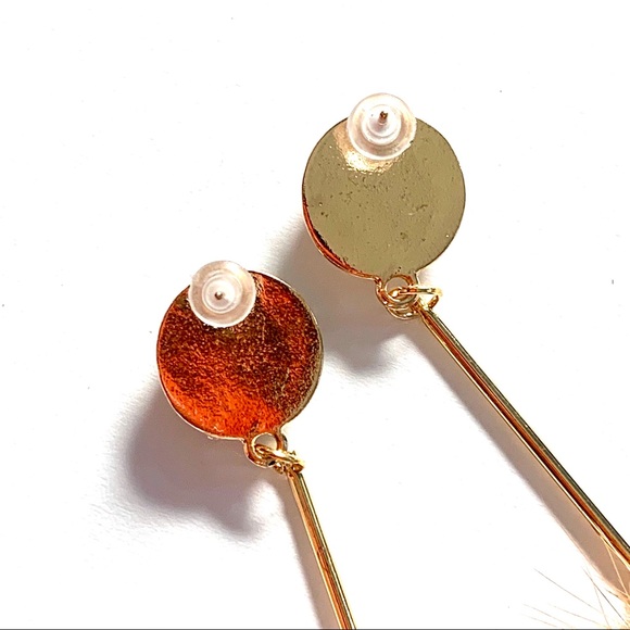 Faux Fur Pom Ball Linear Drop Gold Tone Earrings - Picture 8 of 8